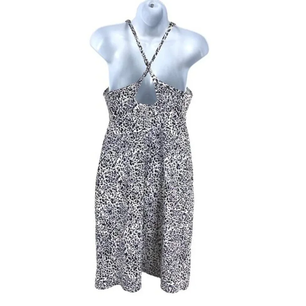 Athleta Zimbabwe High Neck‎ Swim Dress Leopard Sleeveless Women's Size 36 B/C